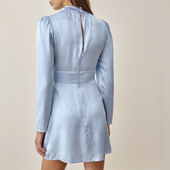 Reformation Samuel Long Sleeve Silk dress in Horizon - Picture 5 of 10